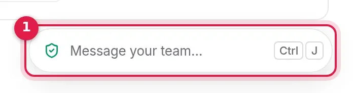 The team chat rail on the right edge of every screen: the channels, then Vigie and Support