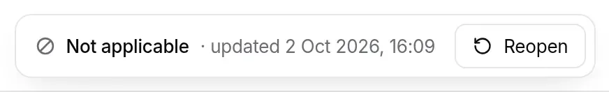 Tracking bar of a closed case: Not applicable, updated 26 September 2026, Reopen button