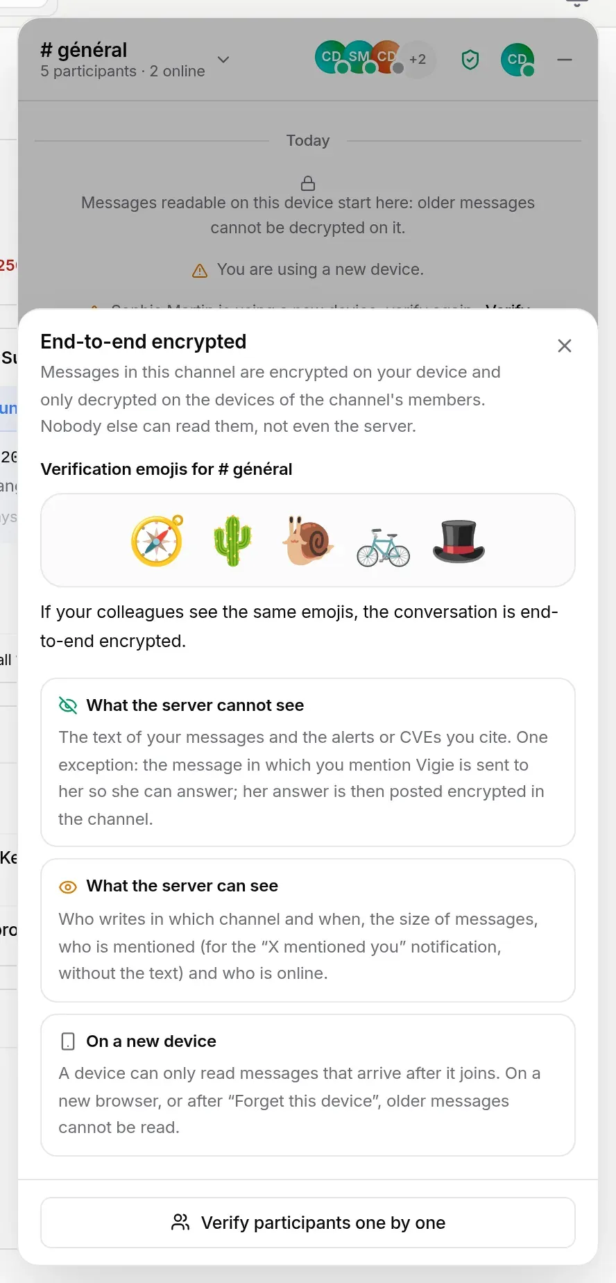 The encryption window: the conversation’s emojis, what the server can and cannot see