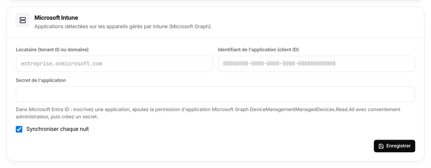 Carte du connecteur Microsoft Intune, vide