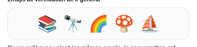 Les cinq emojis de vérification de # général