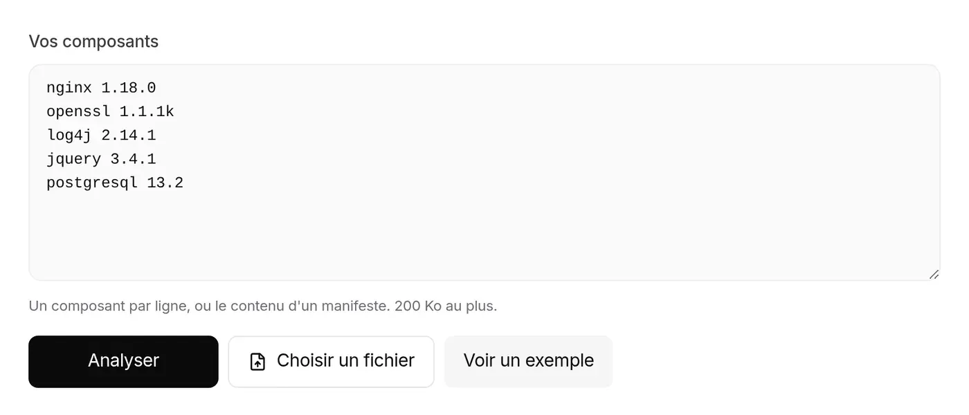Le champ rempli par « Voir un exemple »