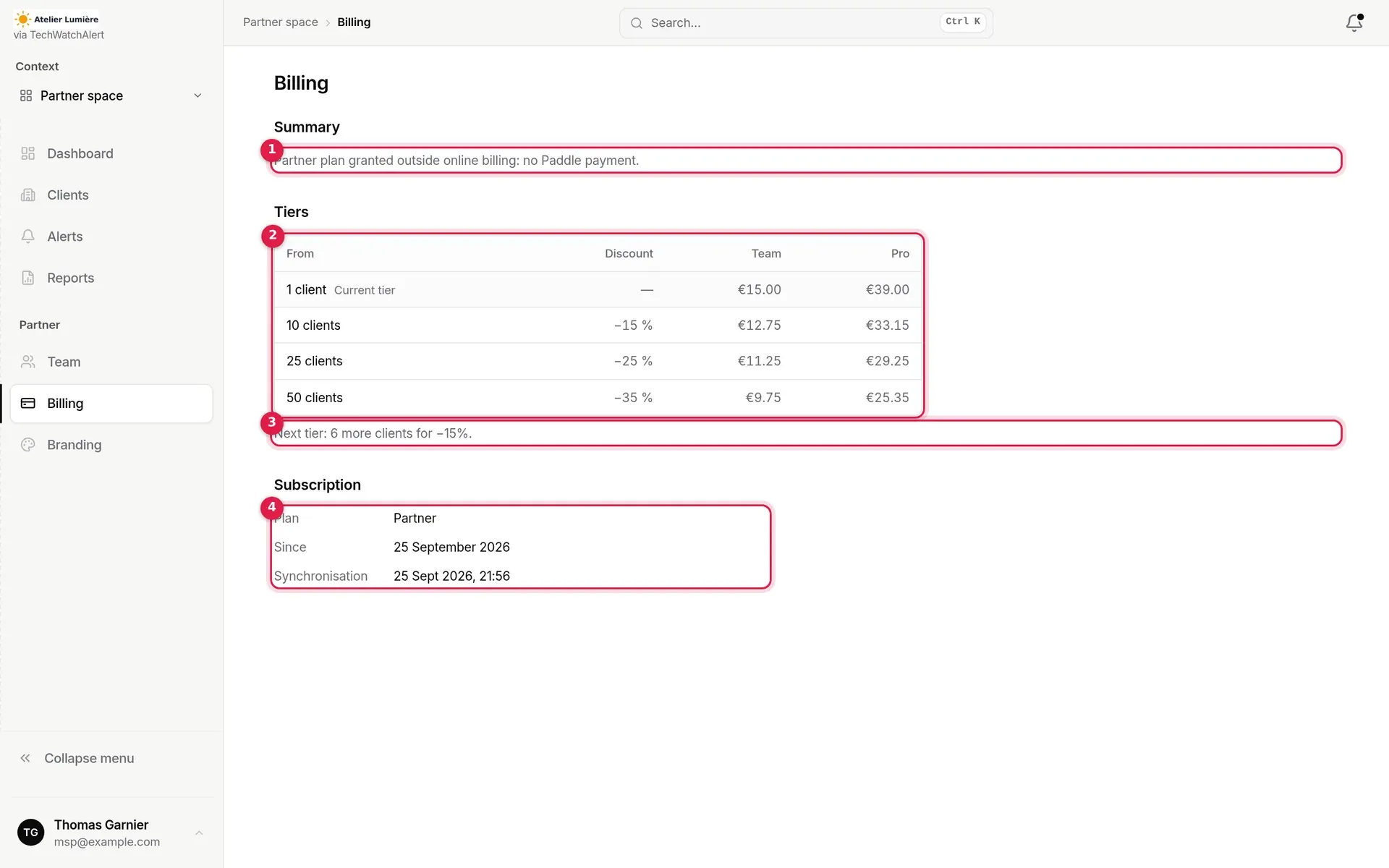 Billing for a plan switched on outside online billing, with its markers