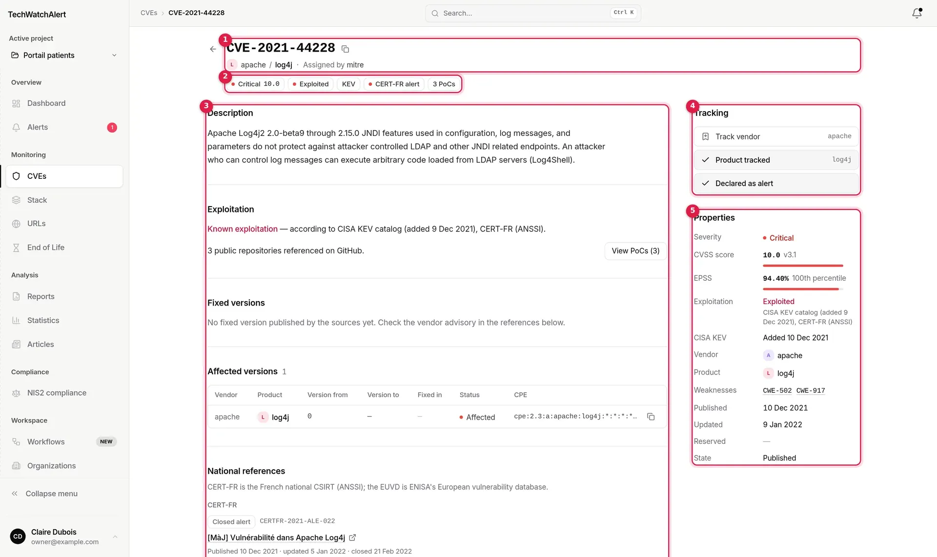 Record of CVE-2021-44228 in the CVE database