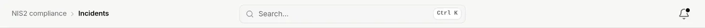 Breadcrumb on the NIS2 compliance › Incidents page
