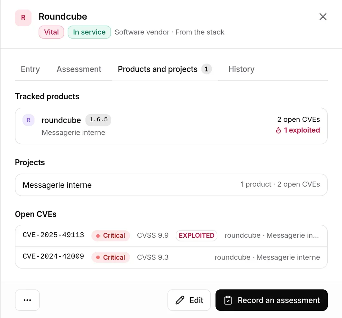 Products and projects tab