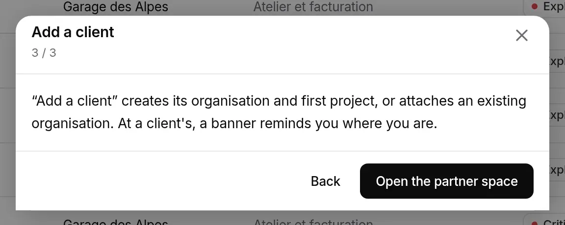 Guide step 3: adding a client