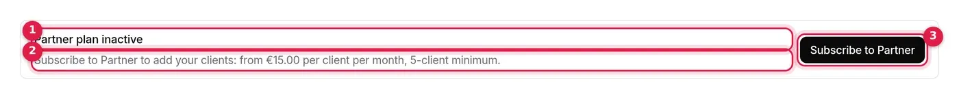 Partner plan inactive box, for an owner who can subscribe online