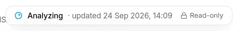 Read-only tracking bar: Analyzing, updated 24 Sep 2026, Read-only