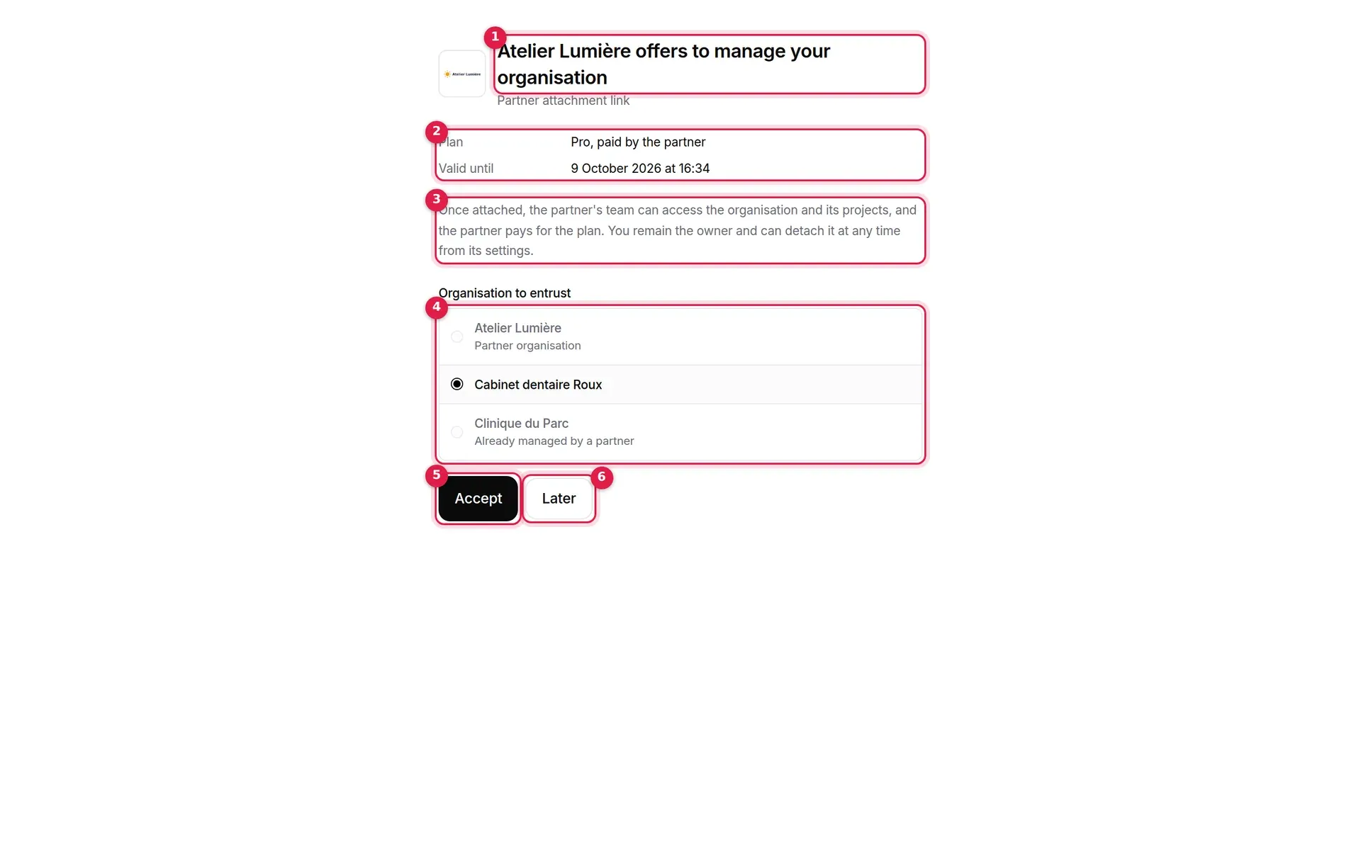 Attachment link page offered by Atelier Lumière, with its markers
