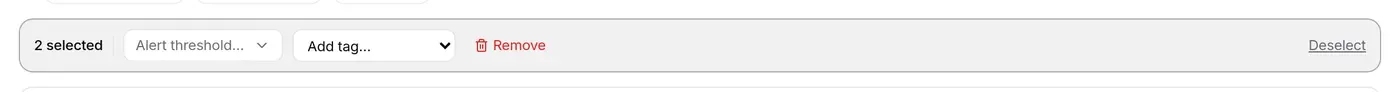 Bulk action bar: 2 items selected
