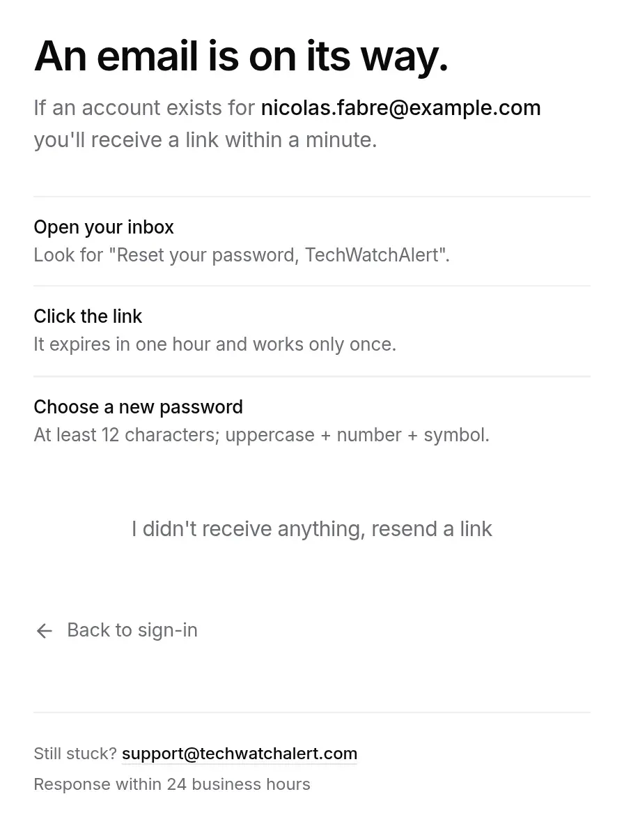 Sending confirmed, and the three steps to follow