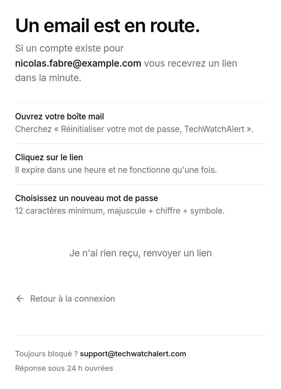 Confirmation d’envoi et les trois étapes à suivre