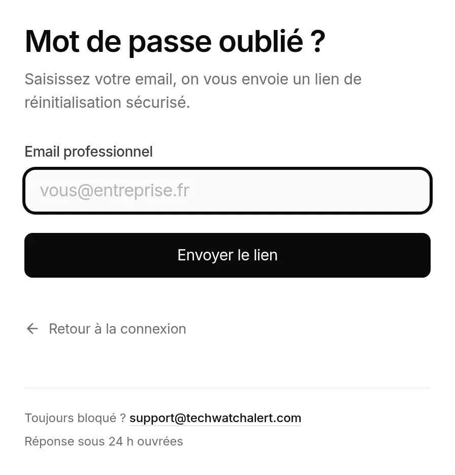 Demande de lien de réinitialisation