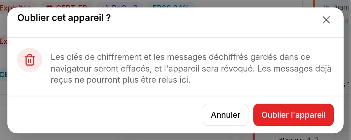 La confirmation « Oublier cet appareil ? »