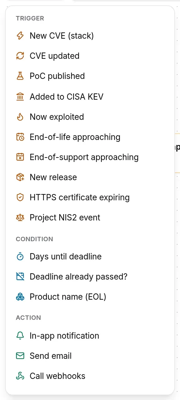 Palette of an end-of-life workflow