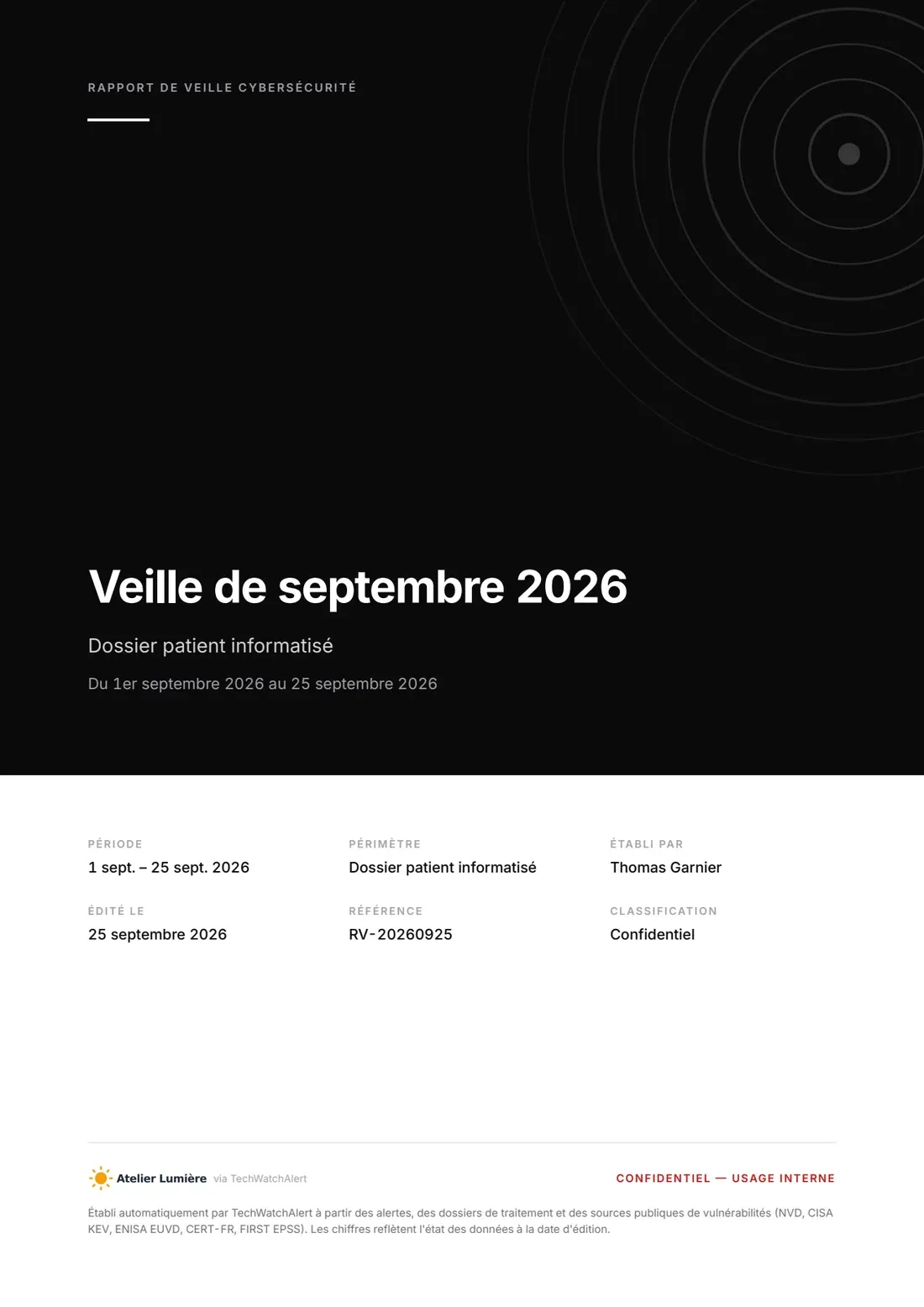 Couverture du rapport de veille de Clinique du Parc, au logo d’Atelier Lumière