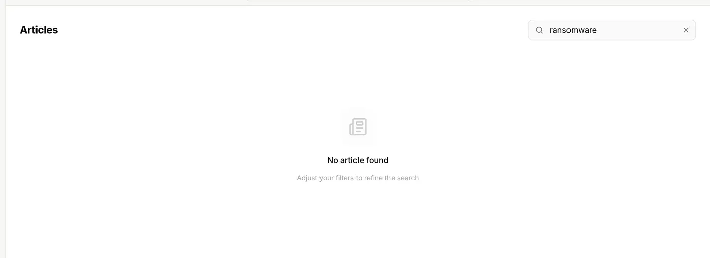 Search with no result: “Adjust your filters to refine the search”