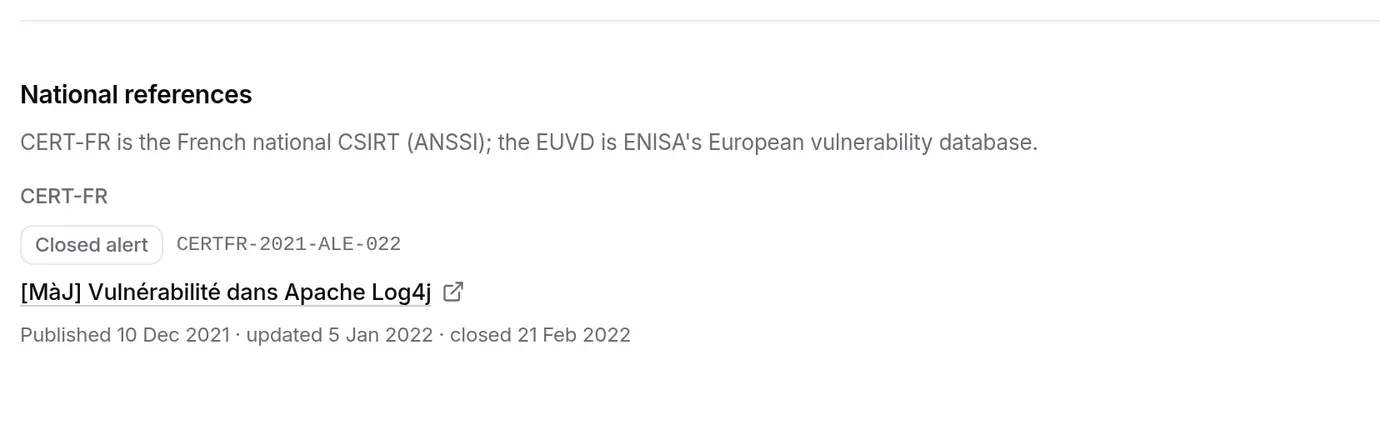 CERT advisories: closed CERT-FR alert CERTFR-2021-ALE-022, with its dates