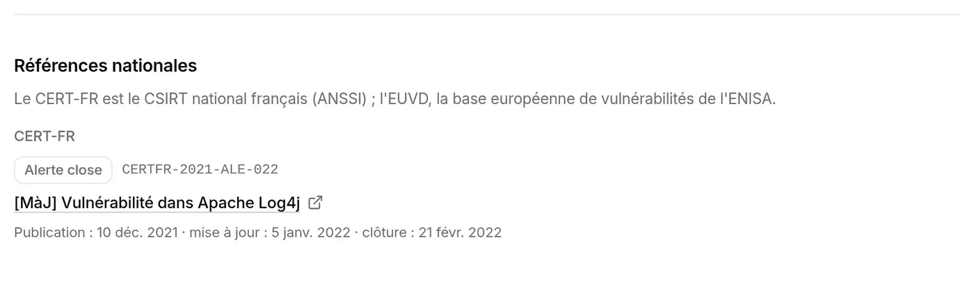 Avis des CERT : alerte close CERTFR-2021-ALE-022 du CERT-FR, avec ses dates