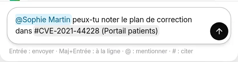 Un brouillon avec une mention et une référence en puces