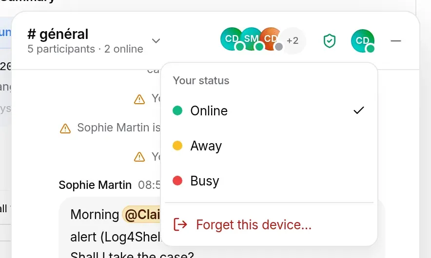 Your status menu