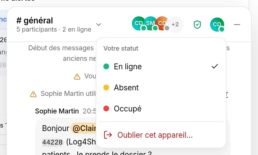Le menu de votre statut