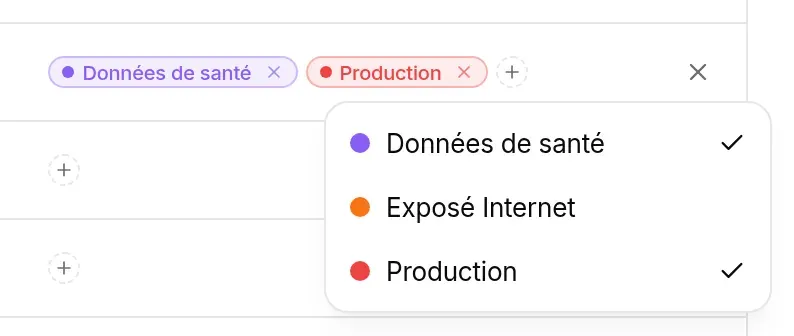 Tag menu opened on the django item