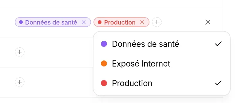 Menu des tags ouvert sur l’élément django