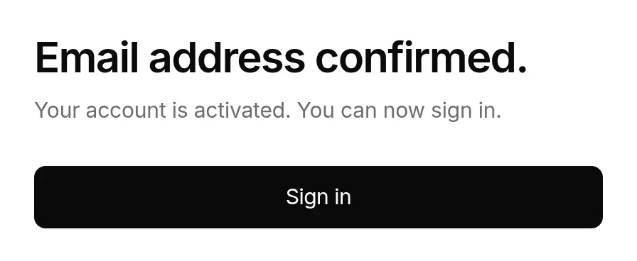 Address confirmed