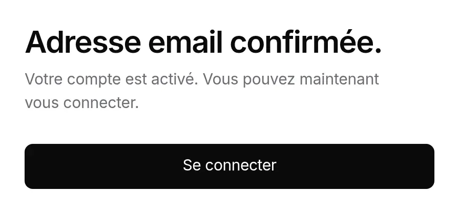 Adresse confirmée